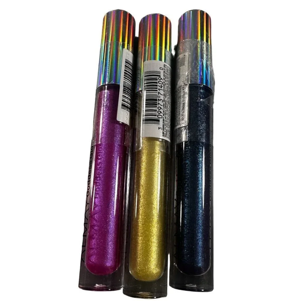 Almay Gel Lipgloss Glitter Blue Yellow Pink Make Up Lip Care Sealed